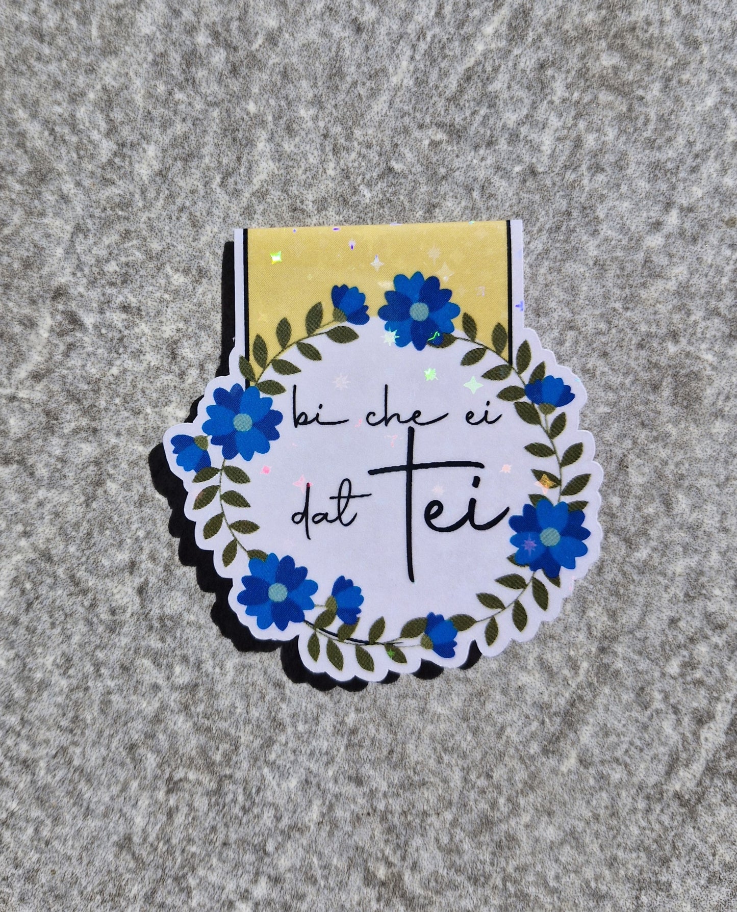 Magnetisches Lesezeichen -bi che ei dat tei- glitzerfolie