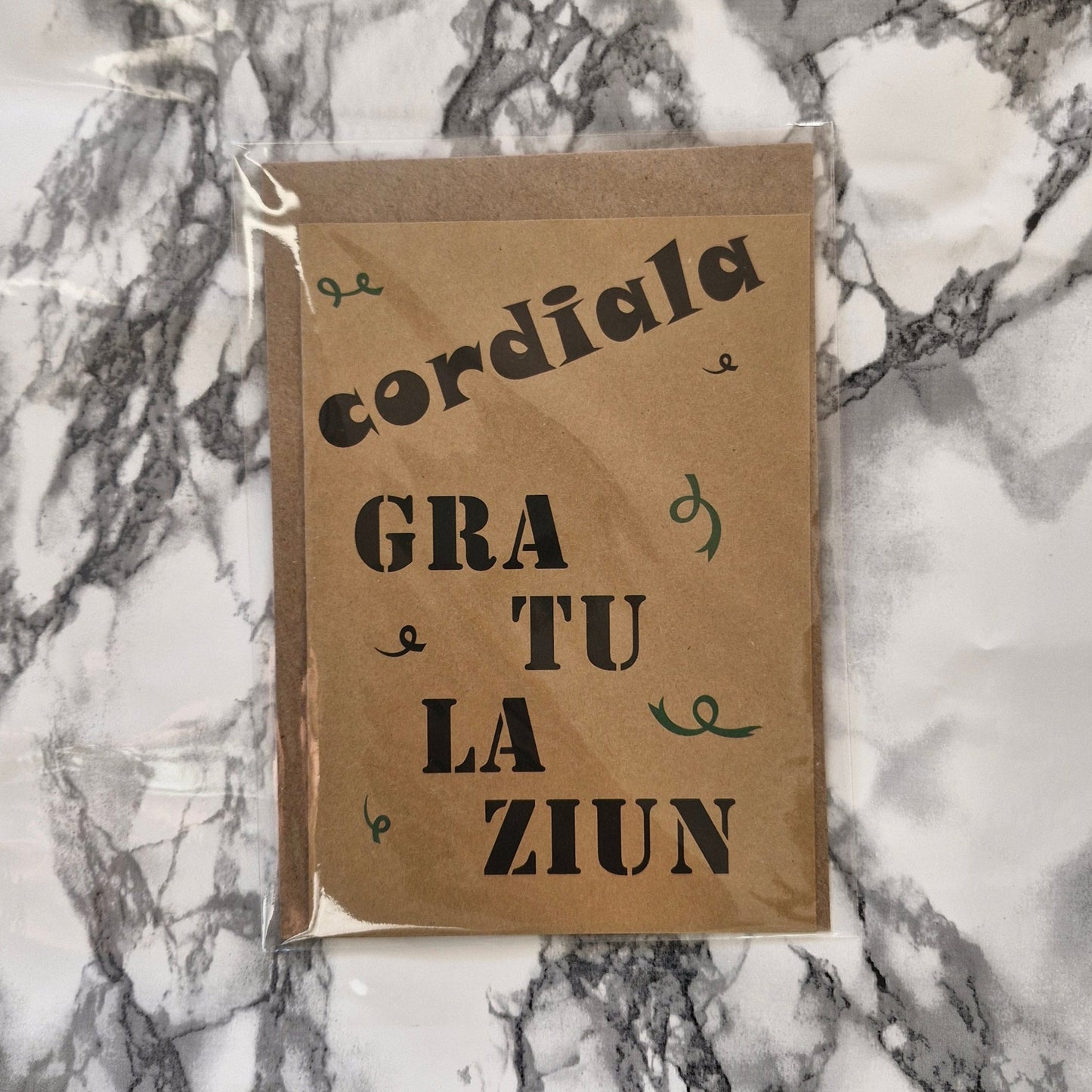 "Cordila gratulaziun" Karte - Rätoromanisch