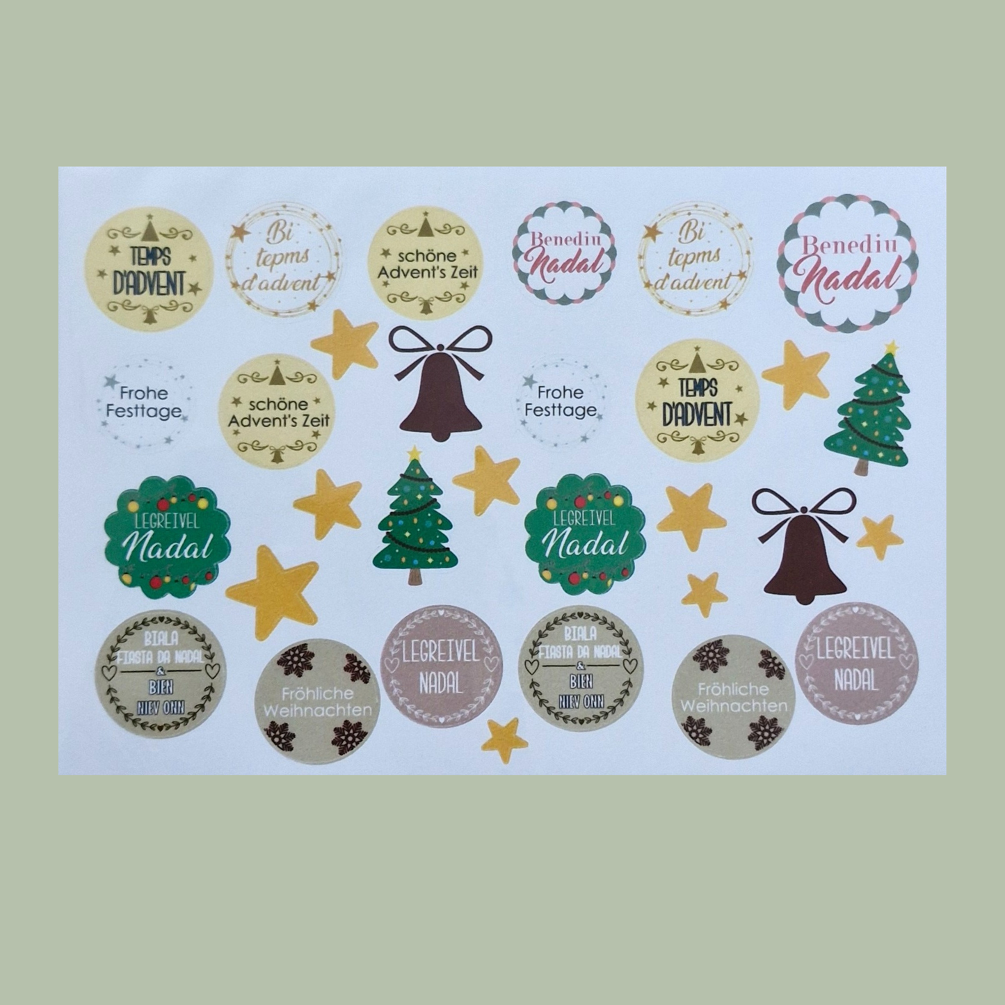Weihnachtssticker - Rätoromanisch, Deutsch