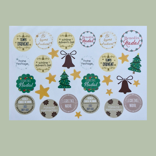 Weihnachtssticker - Rätoromanisch, Deutsch