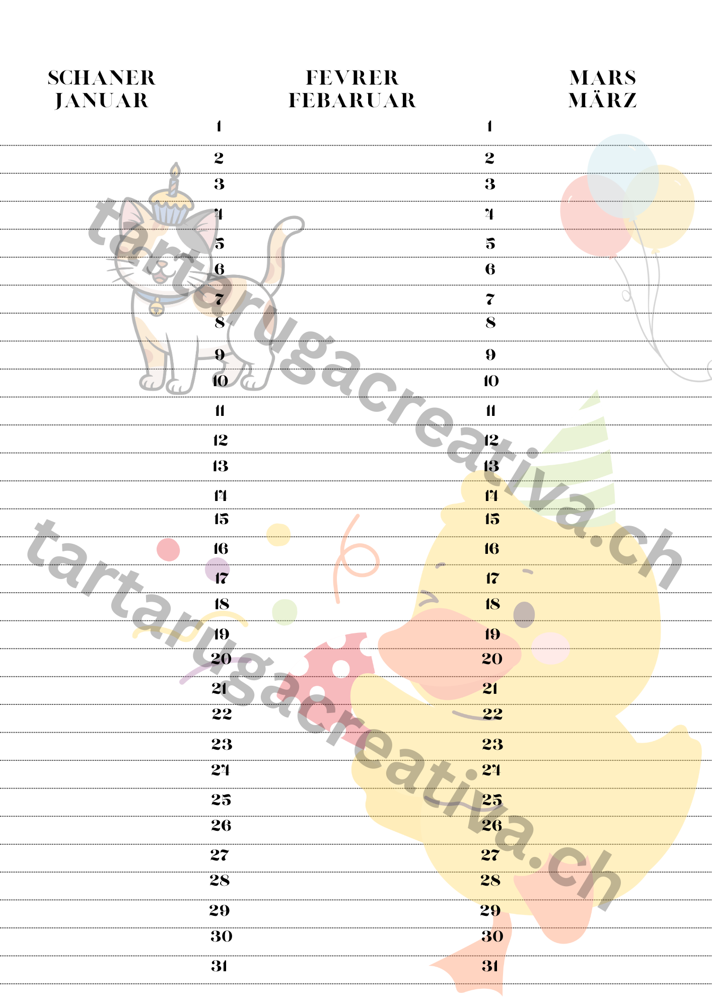 Geburtstag Kalender